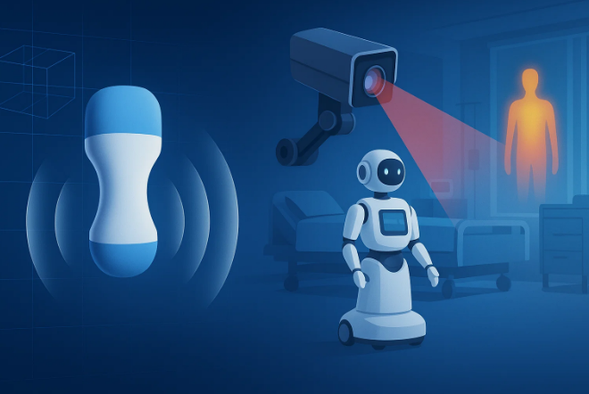 Healthcare robot and sensors with thermal camera
