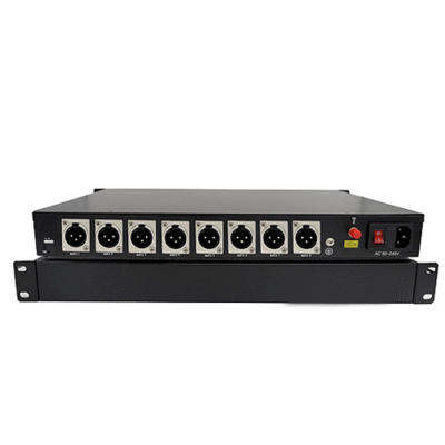 8-Channel XLR Audio Converter with 16-Bit Digital Encoding Over Fiber Optic - Asset Track Pro