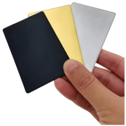 Custom RFID NFC Cards 13.56MHz Matte Black with Gold Finish - Asset Track Pro