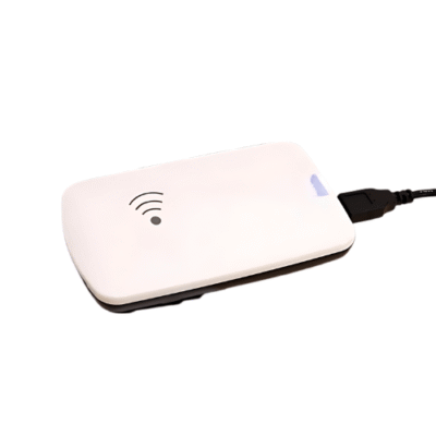 Compact Desktop UHF RFID Reader, 8 dB Antenna for Access Control & Tracking - Asset Track Pro